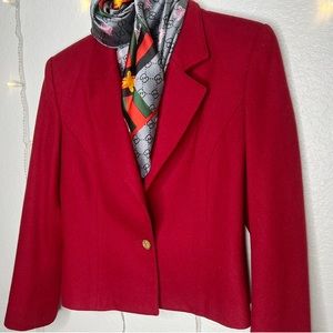 100% Wool Vintage Red Blazer & Gold Buttons 6 Petite